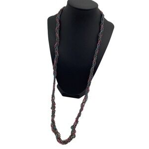 Vintage Multicolor Twisted Bead Necklace 16"Fashion Jewelry